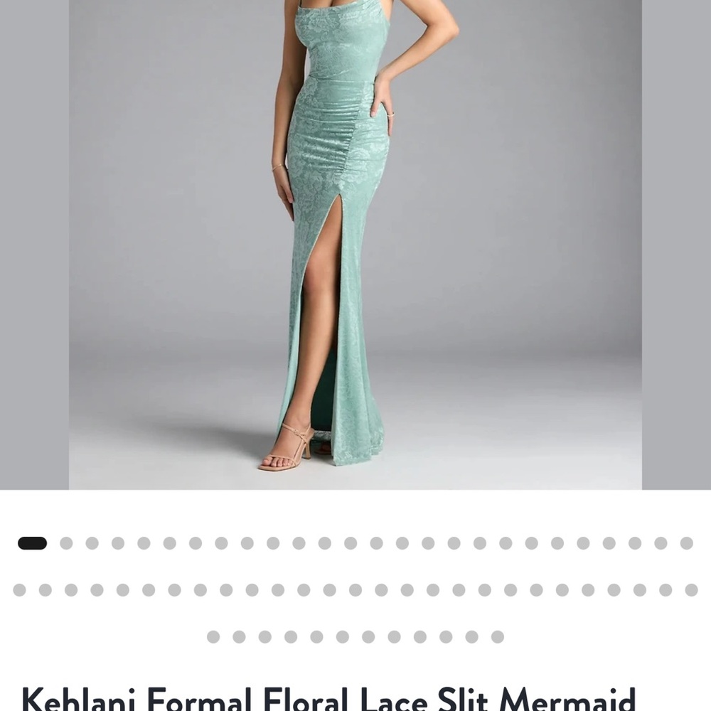 Windsor Sea Foam Green Lace Backless Gown